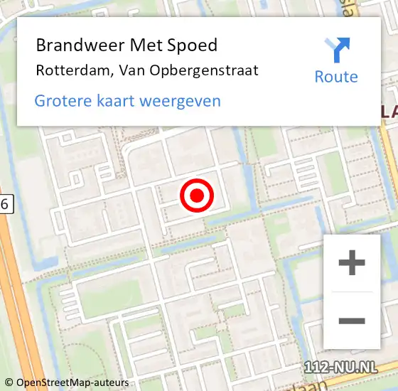 Locatie op kaart van de 112 melding: Brandweer Met Spoed Naar Rotterdam, Van Opbergenstraat op 19 februari 2019 22:06
