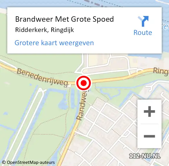 Locatie op kaart van de 112 melding: Brandweer Met Grote Spoed Naar Ridderkerk, Ringdijk op 19 februari 2019 23:40