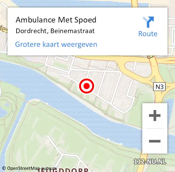 Locatie op kaart van de 112 melding: Ambulance Met Spoed Naar Dordrecht, Beinemastraat op 19 februari 2019 23:47
