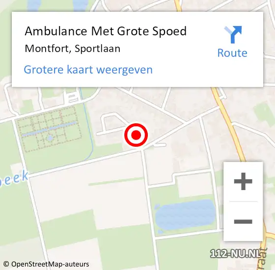 Locatie op kaart van de 112 melding: Ambulance Met Grote Spoed Naar Montfort, Sportlaan op 20 februari 2019 01:14