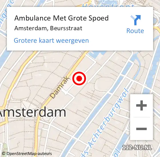Locatie op kaart van de 112 melding: Ambulance Met Grote Spoed Naar Amsterdam, Beursstraat op 20 februari 2019 01:24