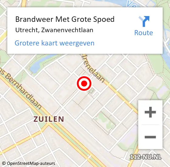 Locatie op kaart van de 112 melding: Brandweer Met Grote Spoed Naar Utrecht, Zwanenvechtlaan op 20 februari 2019 01:52