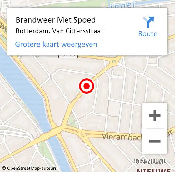 Locatie op kaart van de 112 melding: Brandweer Met Spoed Naar Rotterdam, Van Cittersstraat op 20 februari 2019 02:07