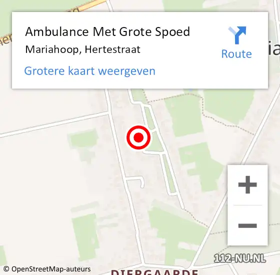 Locatie op kaart van de 112 melding: Ambulance Met Grote Spoed Naar Mariahoop, Hertestraat op 20 februari 2019 02:46