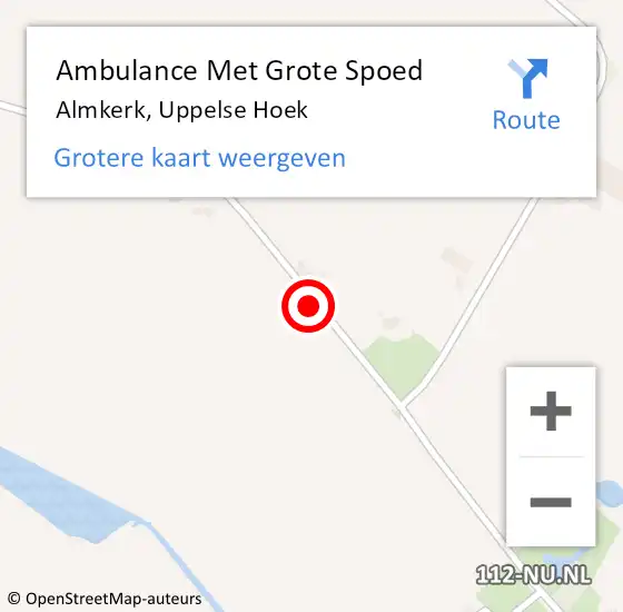 Locatie op kaart van de 112 melding: Ambulance Met Grote Spoed Naar Almkerk, Uppelse Hoek op 20 februari 2019 07:10