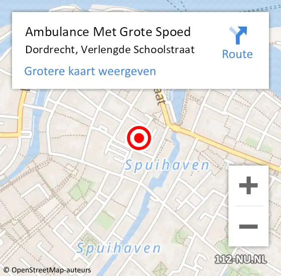 Locatie op kaart van de 112 melding: Ambulance Met Grote Spoed Naar Dordrecht, Verlengde Schoolstraat op 20 februari 2019 07:14