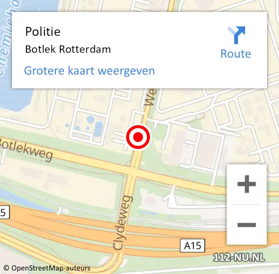 Locatie op kaart van de 112 melding: Politie Botlek Rotterdam op 20 februari 2019 07:19