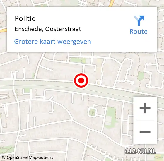 Locatie op kaart van de 112 melding: Politie Enschede, Oosterstraat op 20 februari 2019 08:16