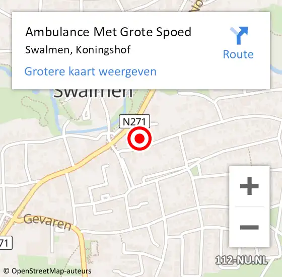 Locatie op kaart van de 112 melding: Ambulance Met Grote Spoed Naar Swalmen, Koningshof op 20 februari 2019 09:14