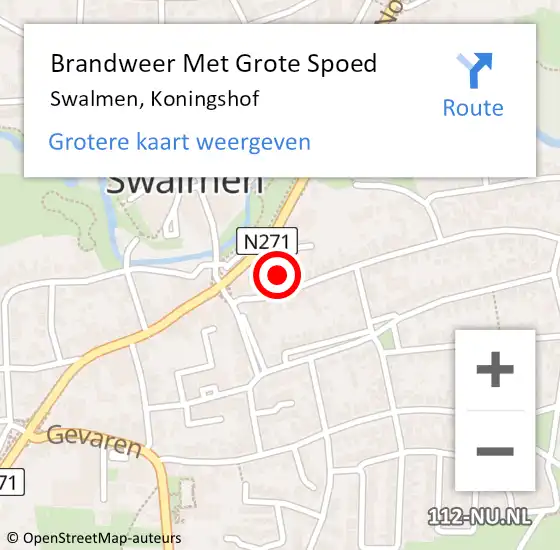 Locatie op kaart van de 112 melding: Brandweer Met Grote Spoed Naar Swalmen, Koningshof op 20 februari 2019 09:16