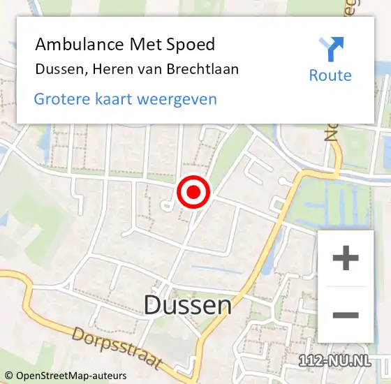 Locatie op kaart van de 112 melding: Ambulance Met Spoed Naar Dussen, Heren van Brechtlaan op 20 februari 2019 09:28