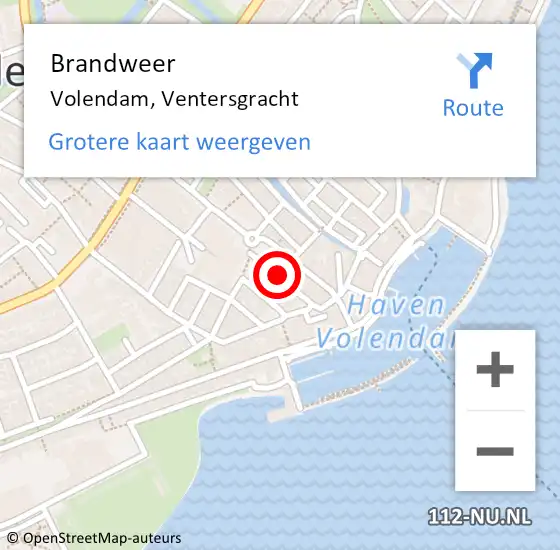 Locatie op kaart van de 112 melding: Brandweer Volendam, Ventersgracht op 24 maart 2014 09:10