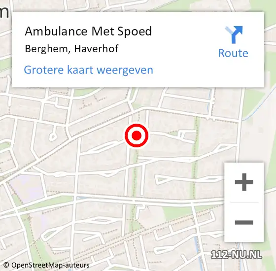 Locatie op kaart van de 112 melding: Ambulance Met Spoed Naar Berghem, Haverhof op 20 februari 2019 10:55