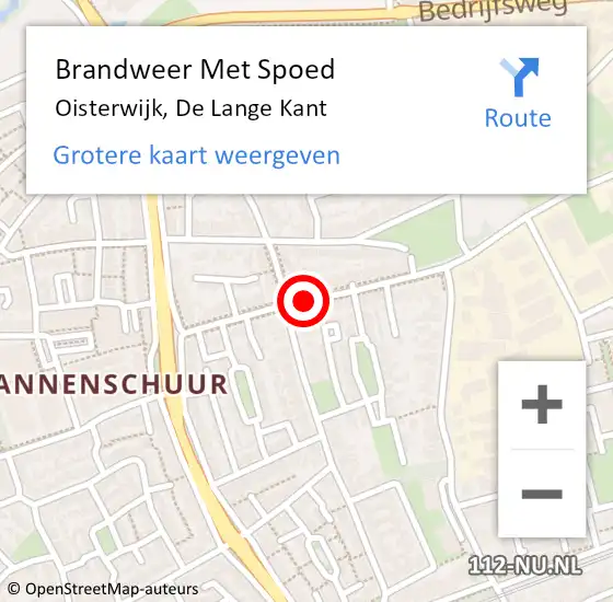 Locatie op kaart van de 112 melding: Brandweer Met Spoed Naar Oisterwijk, De Lange Kant op 20 februari 2019 12:20