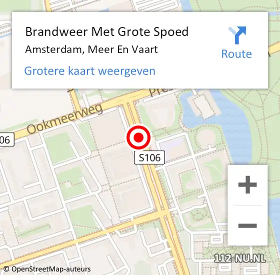 Locatie op kaart van de 112 melding: Brandweer Met Grote Spoed Naar Amsterdam, Meer En Vaart op 20 februari 2019 12:30