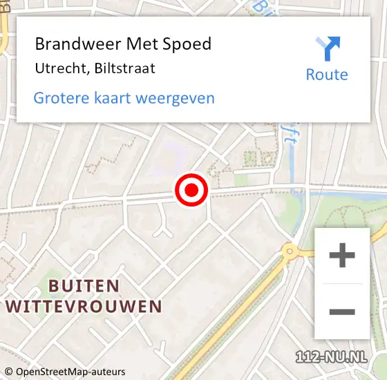 Locatie op kaart van de 112 melding: Brandweer Met Spoed Naar Utrecht, Biltstraat op 20 februari 2019 12:32