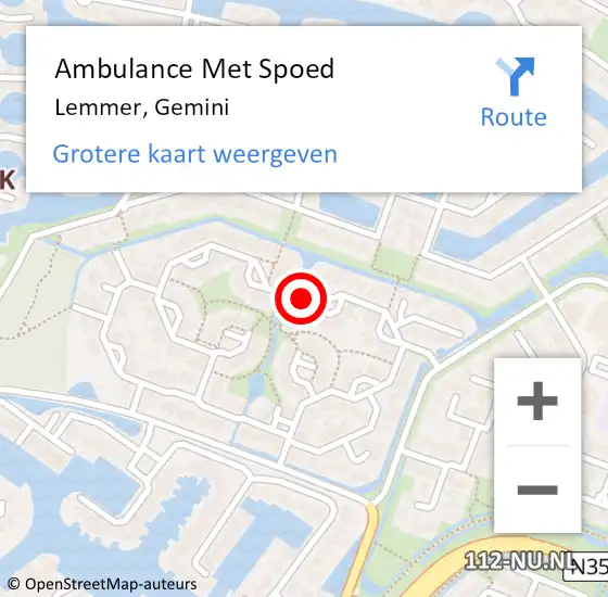 Locatie op kaart van de 112 melding: Ambulance Met Spoed Naar Lemmer, Gemini op 20 februari 2019 12:35