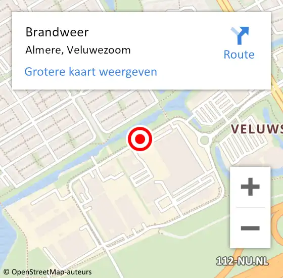 Locatie op kaart van de 112 melding: Brandweer Almere, Veluwezoom op 20 februari 2019 13:06