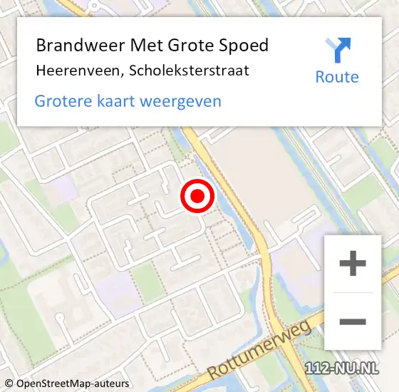 Locatie op kaart van de 112 melding: Brandweer Met Grote Spoed Naar Heerenveen, Scholeksterstraat op 26 september 2013 12:43