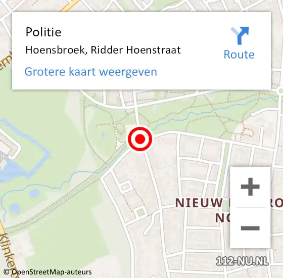 Locatie op kaart van de 112 melding: Politie Hoensbroek, Ridder Hoenstraat op 20 februari 2019 13:13