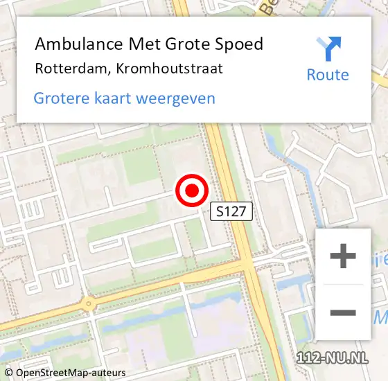 Locatie op kaart van de 112 melding: Ambulance Met Grote Spoed Naar Rotterdam, Kromhoutstraat op 20 februari 2019 13:22