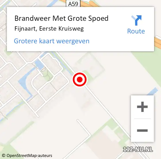 Locatie op kaart van de 112 melding: Brandweer Met Grote Spoed Naar Fijnaart, Eerste Kruisweg op 20 februari 2019 13:29