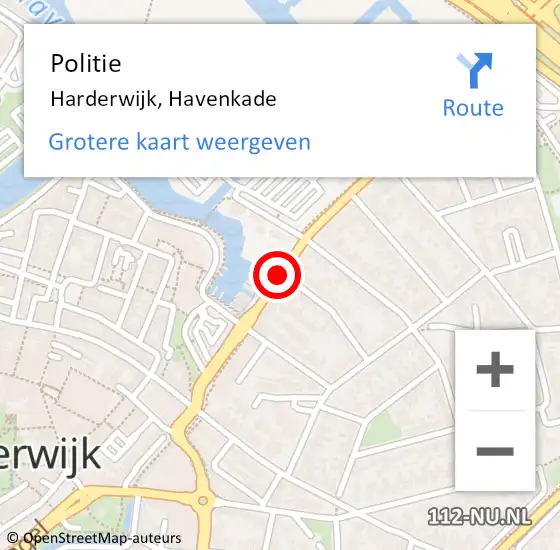 Locatie op kaart van de 112 melding: Politie Harderwijk, Havenkade op 20 februari 2019 13:37
