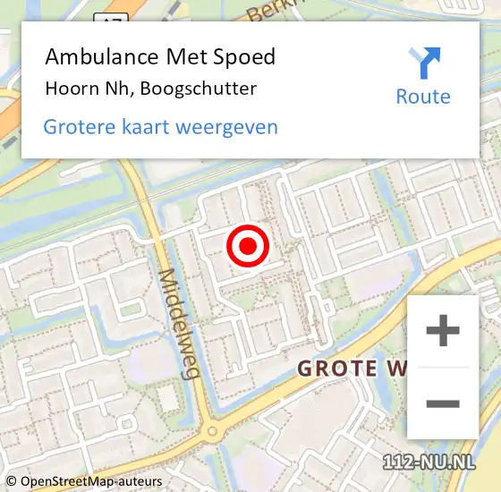 Locatie op kaart van de 112 melding: Ambulance Met Spoed Naar Hoorn Nh, Boogschutter op 20 februari 2019 13:52