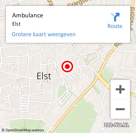 Locatie op kaart van de 112 melding: Ambulance Elst op 20 februari 2019 13:53