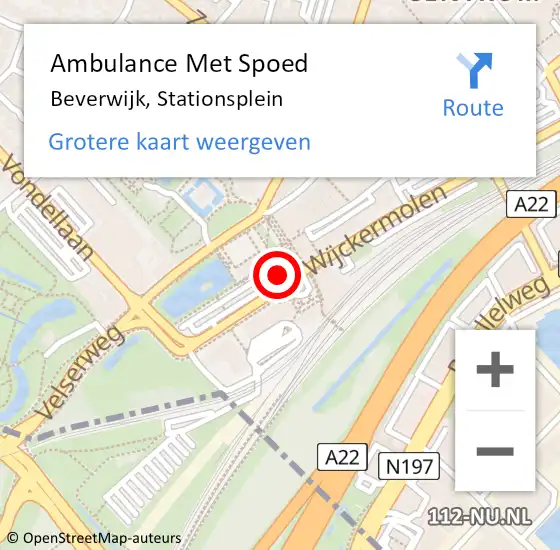 Locatie op kaart van de 112 melding: Ambulance Met Spoed Naar Beverwijk, Stationsplein op 20 februari 2019 13:54