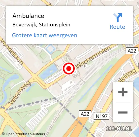 Locatie op kaart van de 112 melding: Ambulance Beverwijk, Stationsplein op 20 februari 2019 13:55