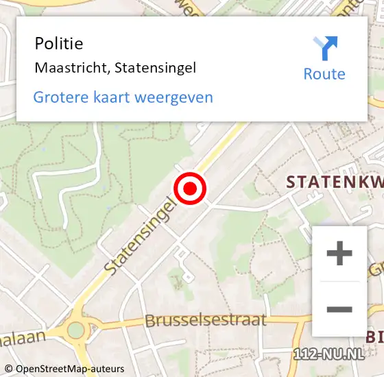 Locatie op kaart van de 112 melding: Politie Maastricht, Statensingel op 20 februari 2019 14:04