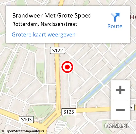 Locatie op kaart van de 112 melding: Brandweer Met Grote Spoed Naar Rotterdam, Narcissenstraat op 20 februari 2019 14:42
