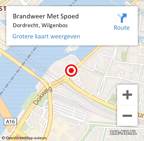 Locatie op kaart van de 112 melding: Brandweer Met Spoed Naar Dordrecht, Wilgenbos op 20 februari 2019 14:49