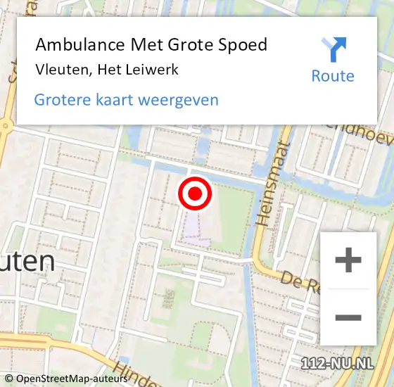 Locatie op kaart van de 112 melding: Ambulance Met Grote Spoed Naar Vleuten, Het Leiwerk op 24 maart 2014 09:36