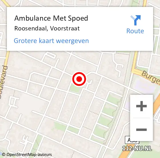 Locatie op kaart van de 112 melding: Ambulance Met Spoed Naar Roosendaal, Voorstraat op 20 februari 2019 14:58