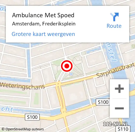 Locatie op kaart van de 112 melding: Ambulance Met Spoed Naar Amsterdam, Frederiksplein op 20 februari 2019 14:59