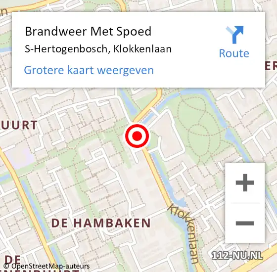 Locatie op kaart van de 112 melding: Brandweer Met Spoed Naar S-Hertogenbosch, Klokkenlaan op 20 februari 2019 15:00