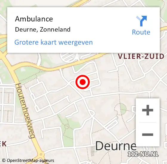 Locatie op kaart van de 112 melding: Ambulance Deurne, Zonneland op 20 februari 2019 15:08