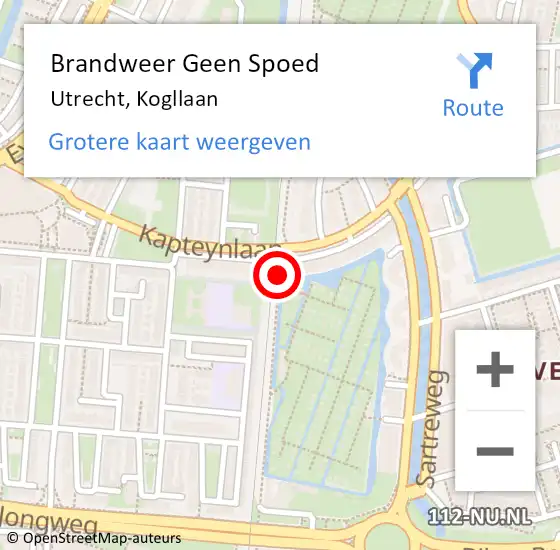 Locatie op kaart van de 112 melding: Brandweer Geen Spoed Naar Utrecht, Kogllaan op 20 februari 2019 15:41