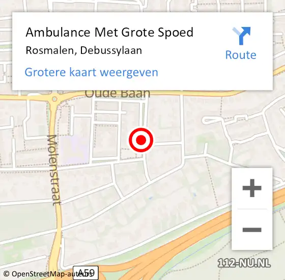 Locatie op kaart van de 112 melding: Ambulance Met Grote Spoed Naar Rosmalen, Debussylaan op 20 februari 2019 16:30