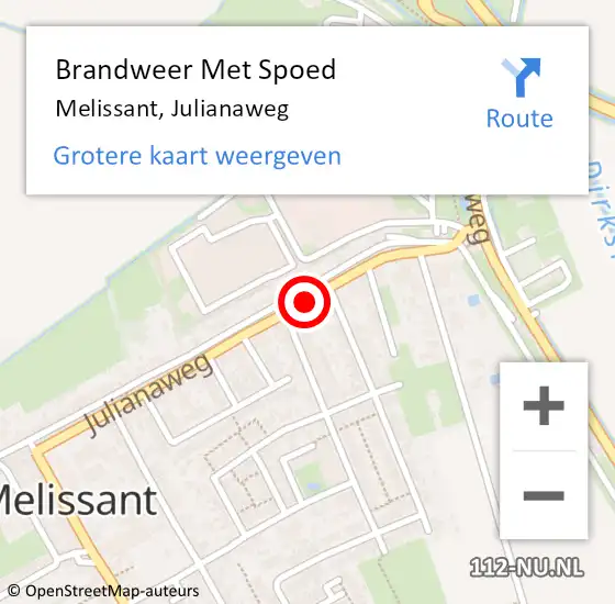 Locatie op kaart van de 112 melding: Brandweer Met Spoed Naar Melissant, Julianaweg op 20 februari 2019 16:44