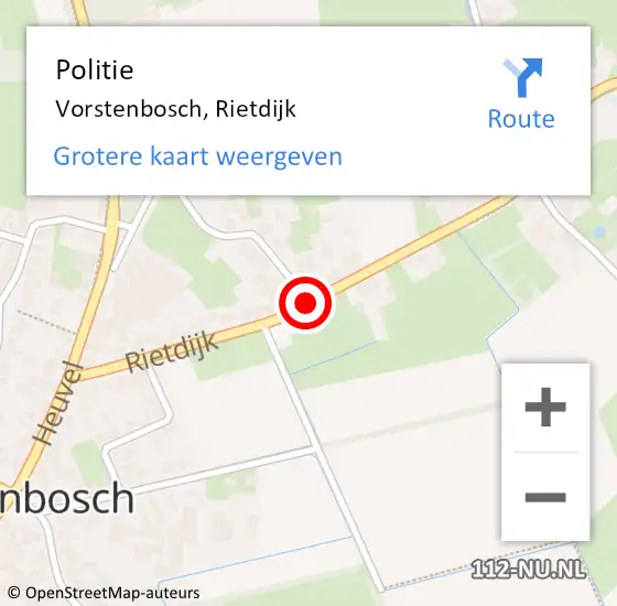 Locatie op kaart van de 112 melding: Politie Vorstenbosch, Rietdijk op 20 februari 2019 16:50