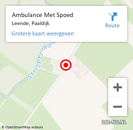 Locatie op kaart van de 112 melding: Ambulance Met Spoed Naar Leende, Paaldijk op 20 februari 2019 17:20