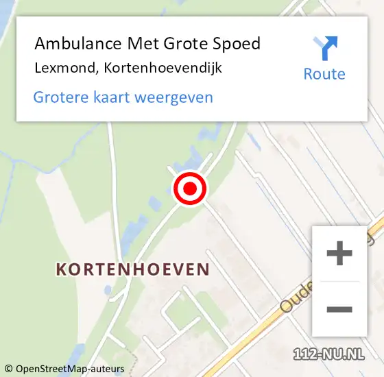 Locatie op kaart van de 112 melding: Ambulance Met Grote Spoed Naar Lexmond, Kortenhoevendijk op 20 februari 2019 17:52