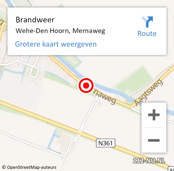 Locatie op kaart van de 112 melding: Brandweer Wehe-Den Hoorn, Mernaweg op 20 februari 2019 19:22