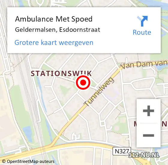Locatie op kaart van de 112 melding: Ambulance Met Spoed Naar Geldermalsen, Esdoornstraat op 20 februari 2019 21:47