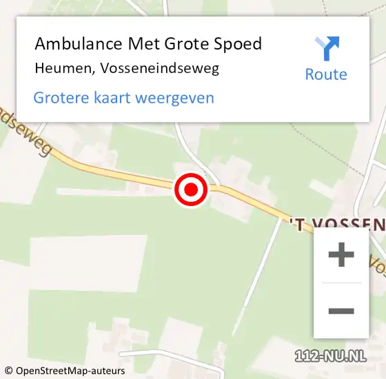 Locatie op kaart van de 112 melding: Ambulance Met Grote Spoed Naar Heumen, Vosseneindseweg op 20 februari 2019 22:41