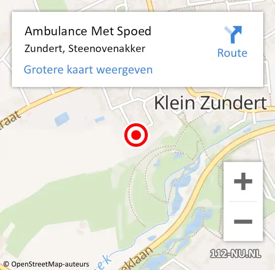 Locatie op kaart van de 112 melding: Ambulance Met Spoed Naar Zundert, Steenovenakker op 20 februari 2019 23:45