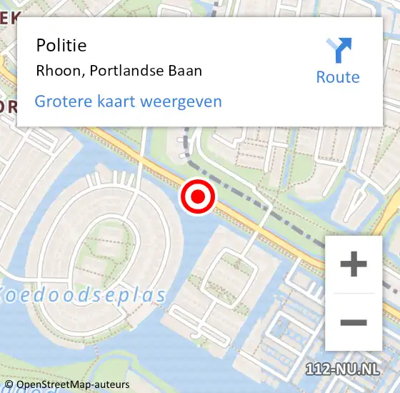 Locatie op kaart van de 112 melding: Politie Rhoon, Portlandse Baan op 21 februari 2019 00:05